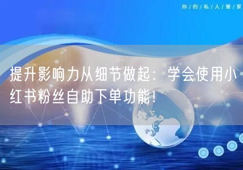 提升影响力从细节做起:学会使用小红书粉丝自助下单功能!